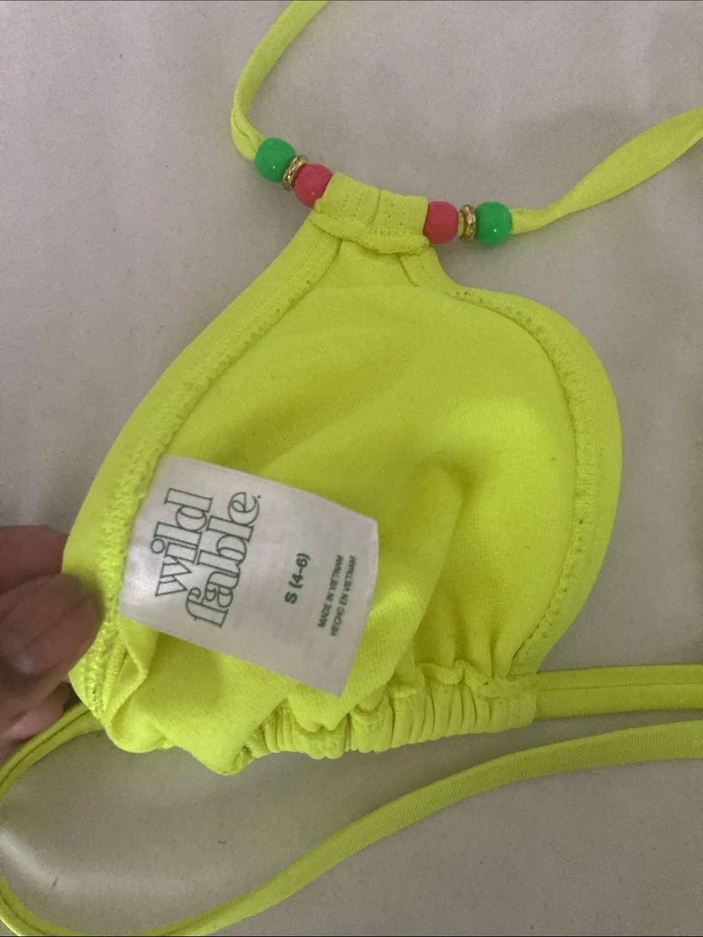 Neon Yellow Triangle Swim Top